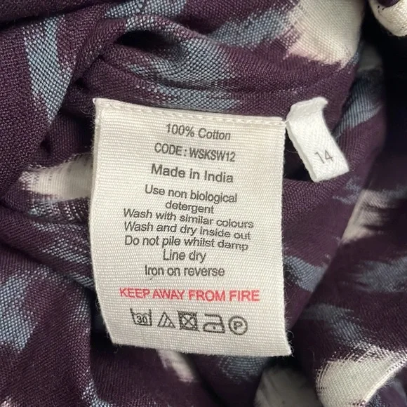 TOAST UK Trailing Ikat Organic Cotton Skirt | Chocolate/Dusted Mint - Picture 7 of 7